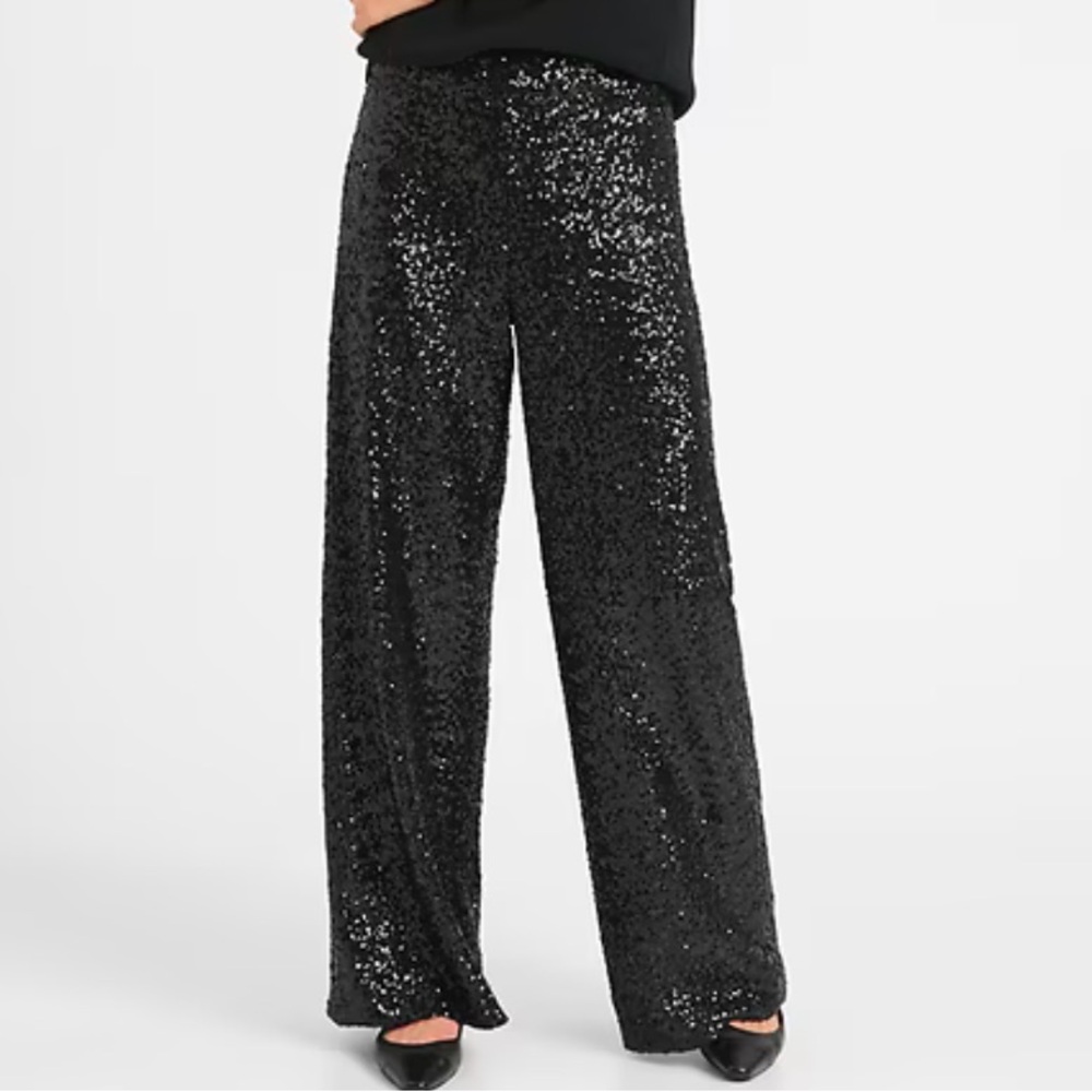 Banana Republic Sequin Black Pants